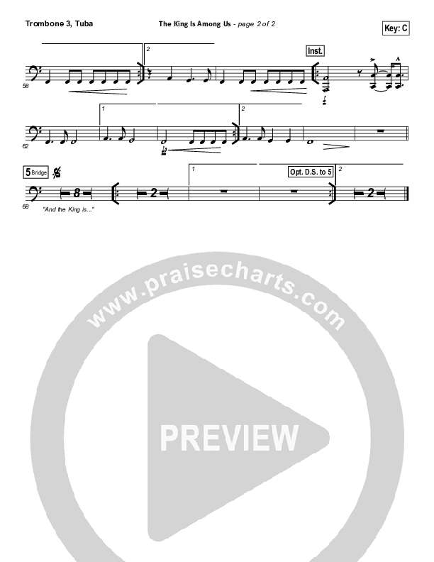 The King Is Among Us Trombone 3/Tuba (Elevation Worship)
