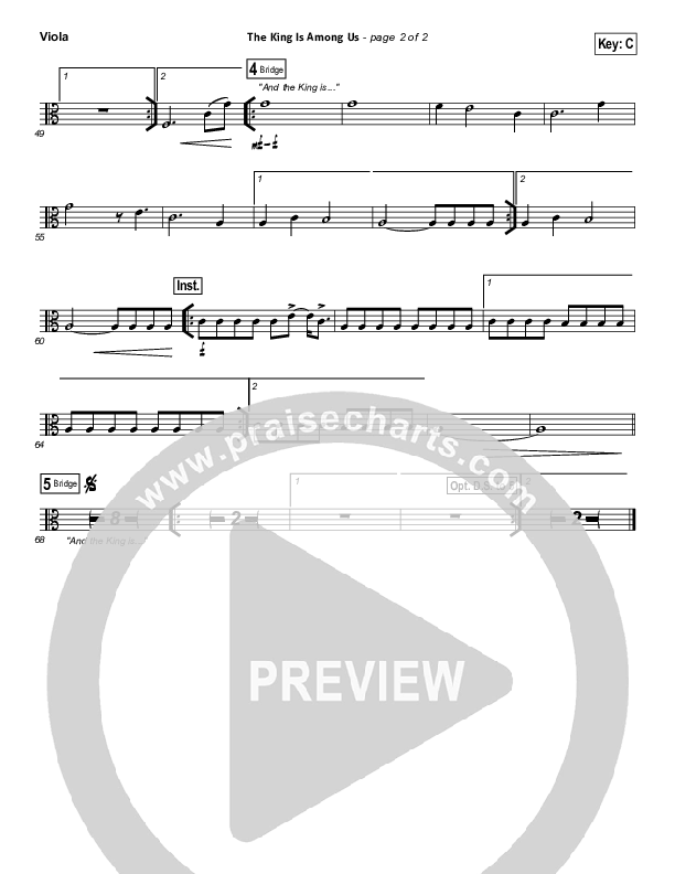 The King Is Among Us Viola (Elevation Worship)