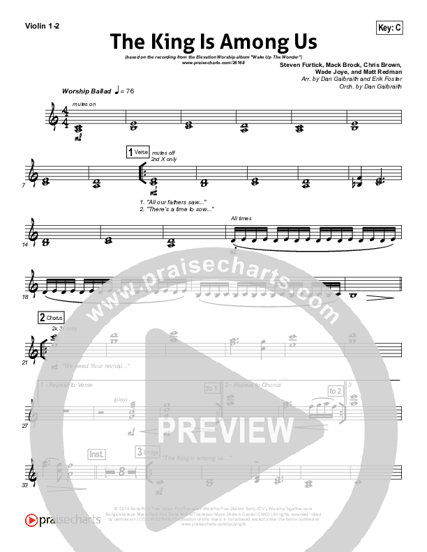 The King Is Among Us Violin 1/2 (Elevation Worship)