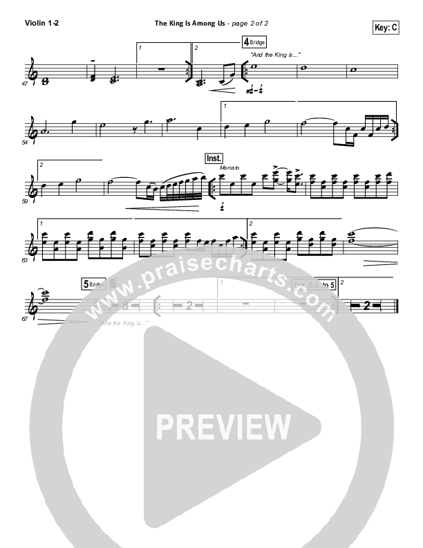 The King Is Among Us Violin 1/2 (Elevation Worship)