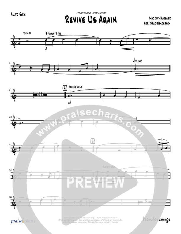 Revive Us Lord (Instrumental) Alto Sax (Brad Henderson)