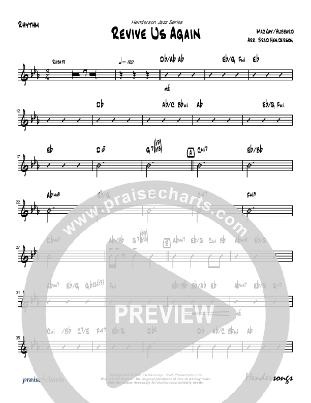Revive Us Lord (Instrumental) Rhythm Chart (Brad Henderson)