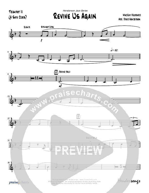 Revive Us Lord (Instrumental) Trumpet 2 (Brad Henderson)