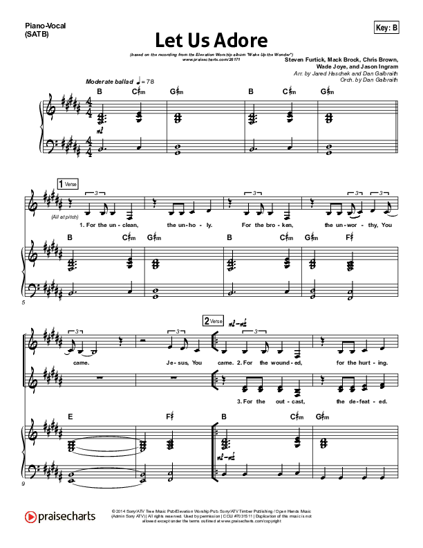 Let Us Adore Piano/Vocal (SATB) (Elevation Worship)