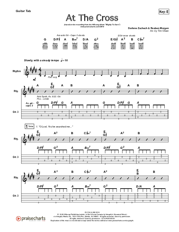 At The Cross Guitar Tab (Hillsong Worship)