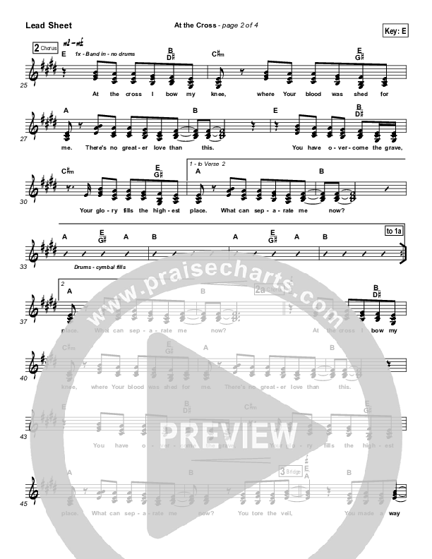 At The Cross Lead Sheet (SAT) (Hillsong Worship)