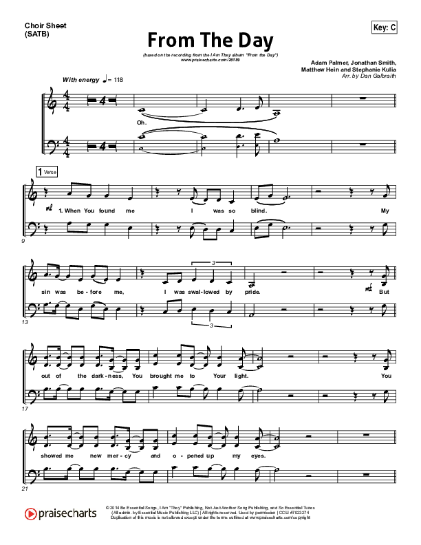 From The Day Choir Sheet (SATB) (I Am They)