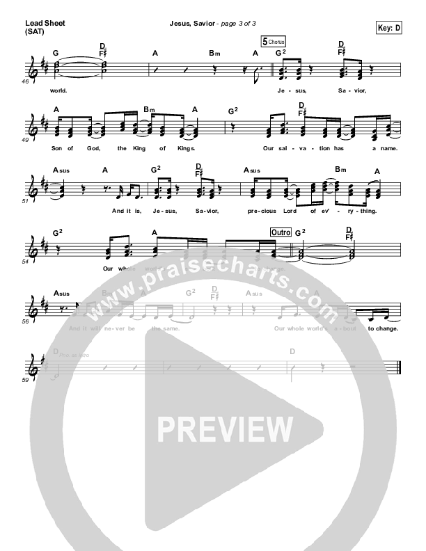 Jesus Savior Lead Sheet (SAT) (Chris August)