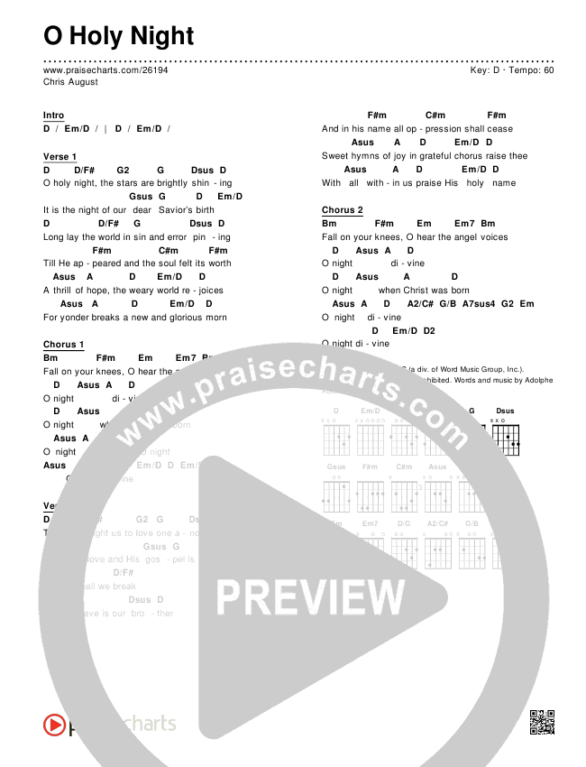 O Holy Night Chords & Lyrics (Chris August)