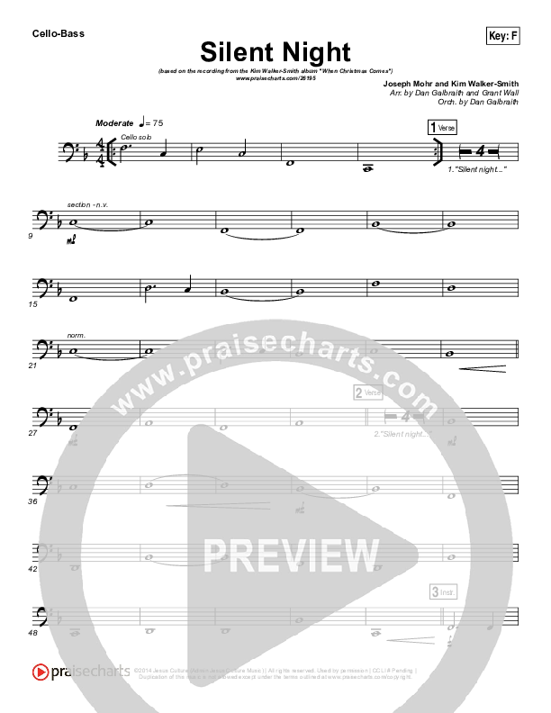 Silent Night Cello/Bass (Kim Walker-Smith)