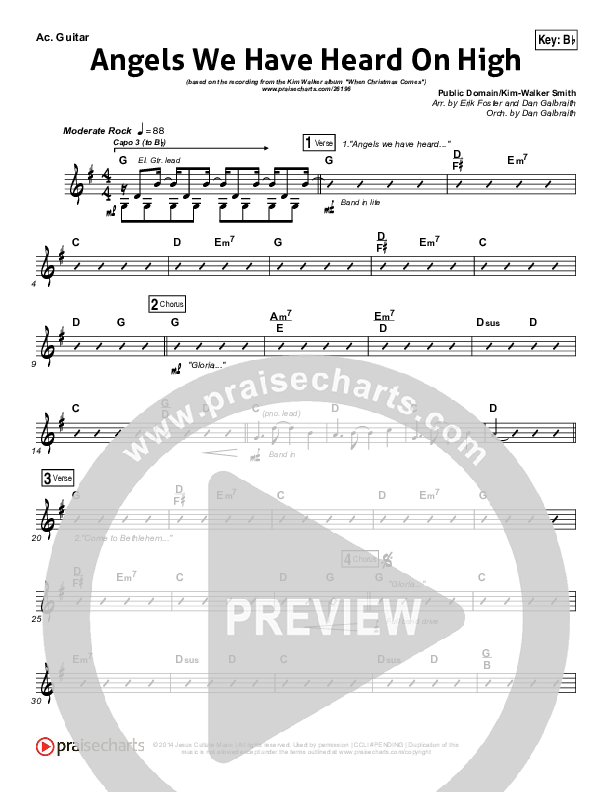 Angels We Have Heard On High Rhythm Chart (Kim Walker-Smith)