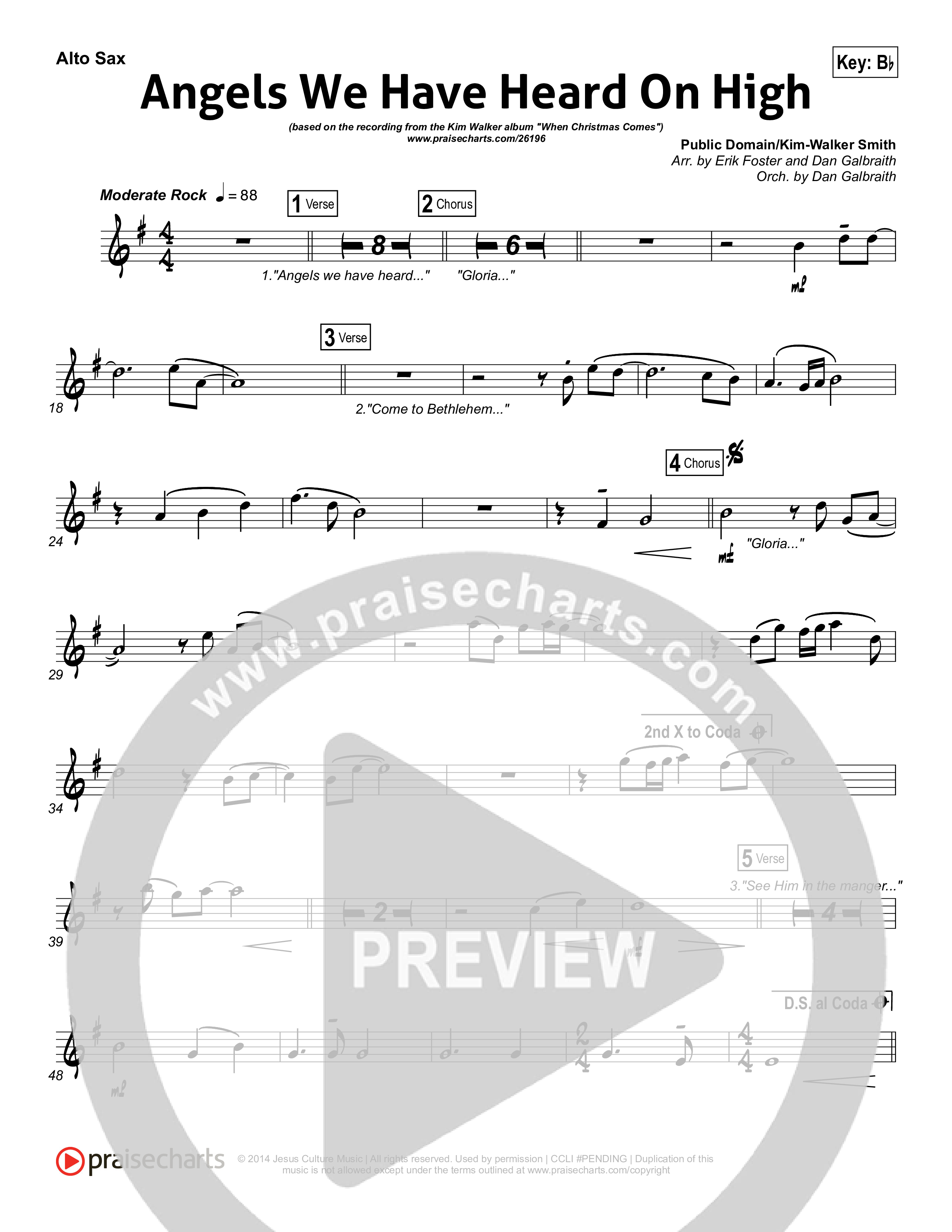 Angels We Have Heard On High Alto Sax (Kim Walker-Smith)