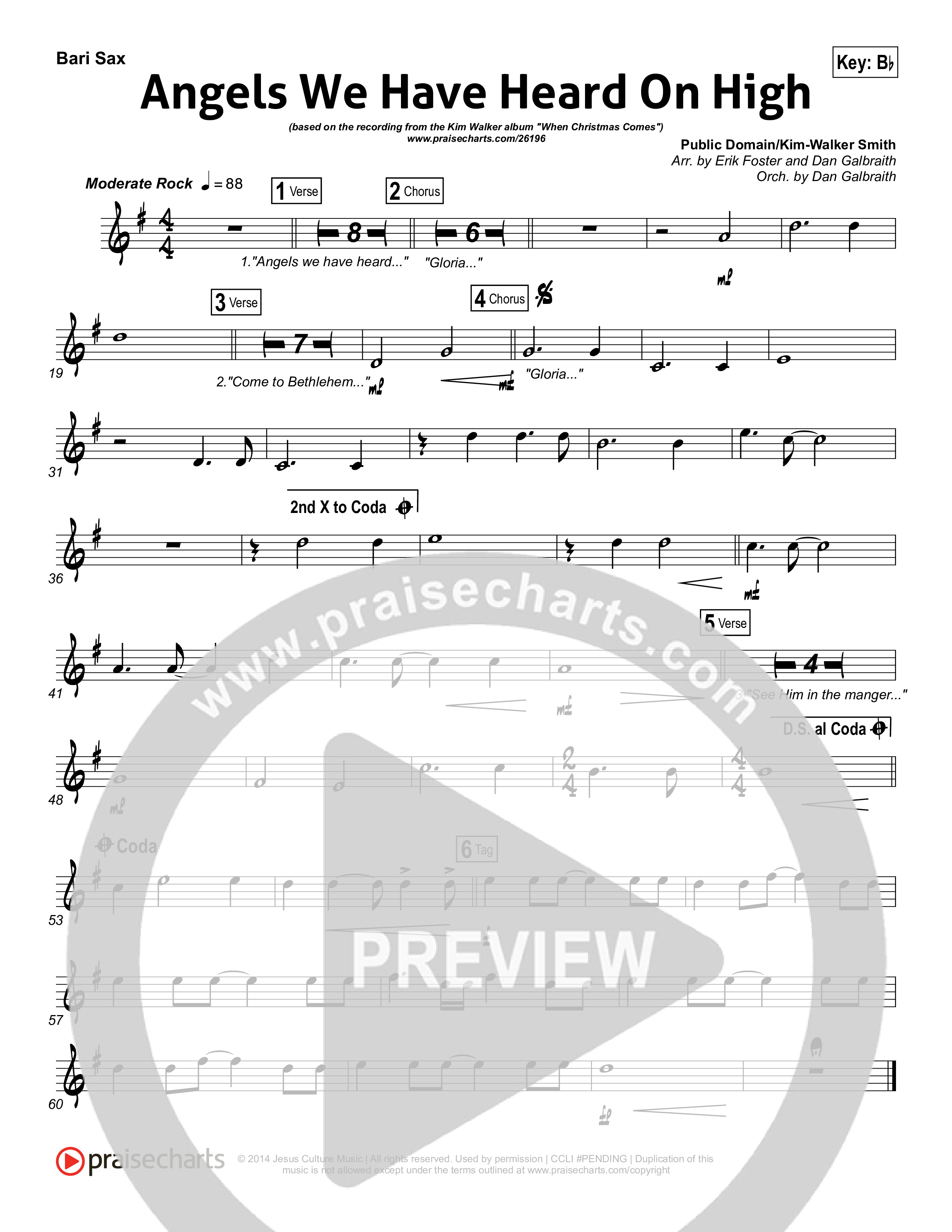 Angels We Have Heard On High Bari Sax (Kim Walker-Smith)