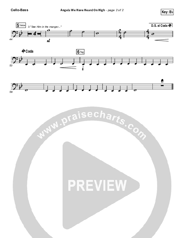 Angels We Have Heard On High Cello/Bass (Kim Walker-Smith)