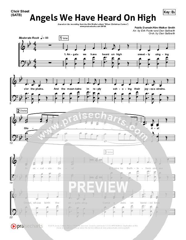 Angels We Have Heard On High Choir Vocals (SATB) (Kim Walker-Smith)