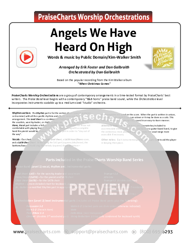 Angels We Have Heard On High Cover Sheet (Kim Walker-Smith)