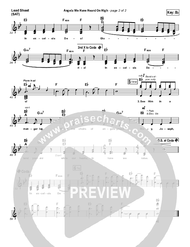 Angels We Have Heard On High Lead Sheet (SAT) (Kim Walker-Smith)