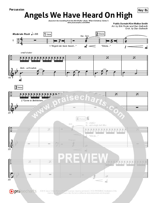 Angels We Have Heard On High Percussion (Kim Walker-Smith)