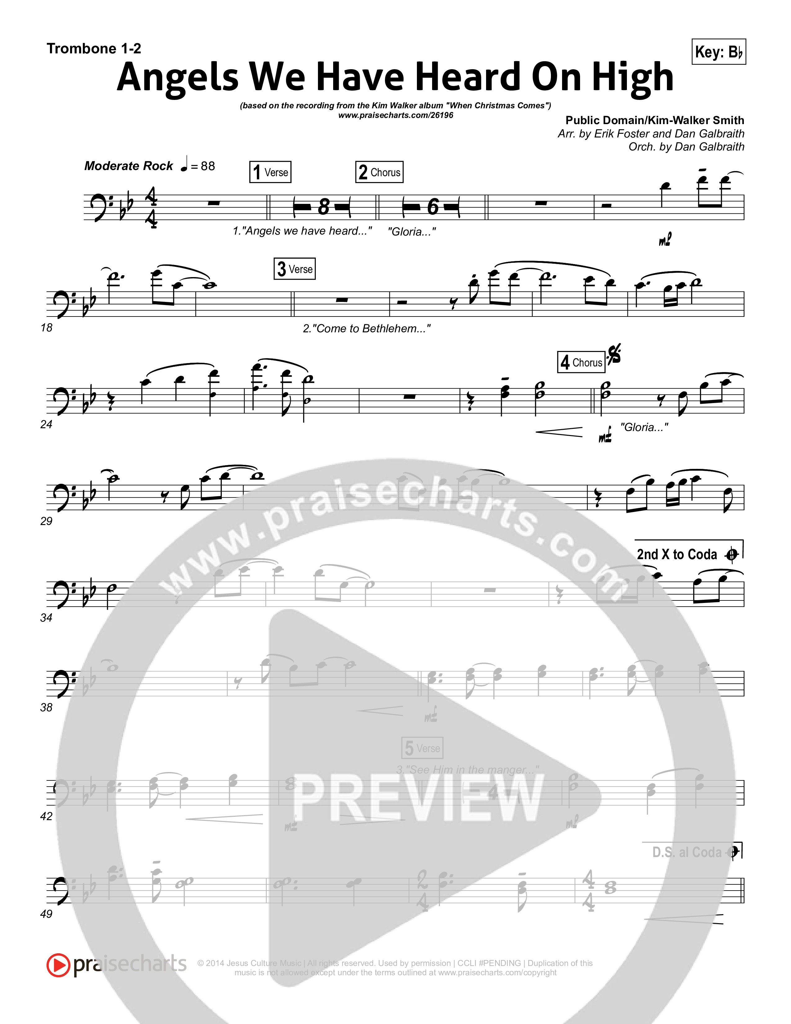 Angels We Have Heard On High Trombone 1/2 (Kim Walker-Smith)