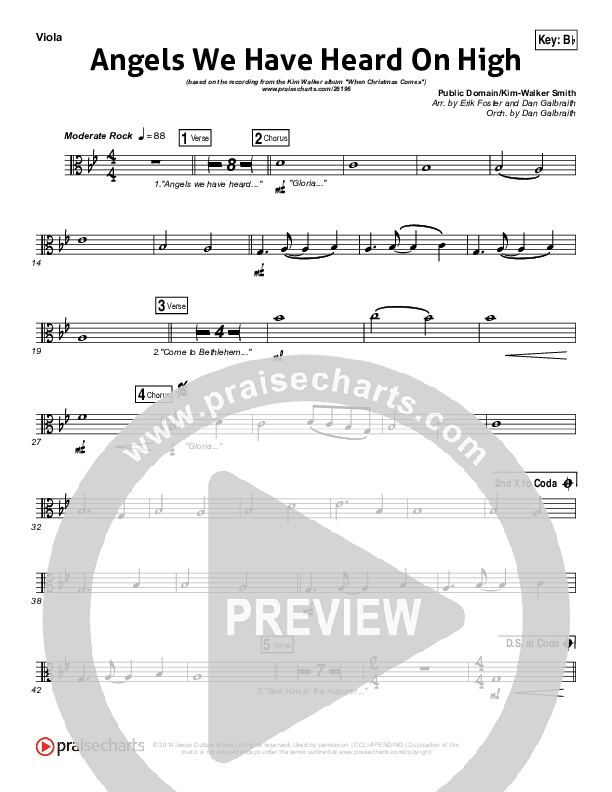 Angels We Have Heard On High Viola (Kim Walker-Smith)