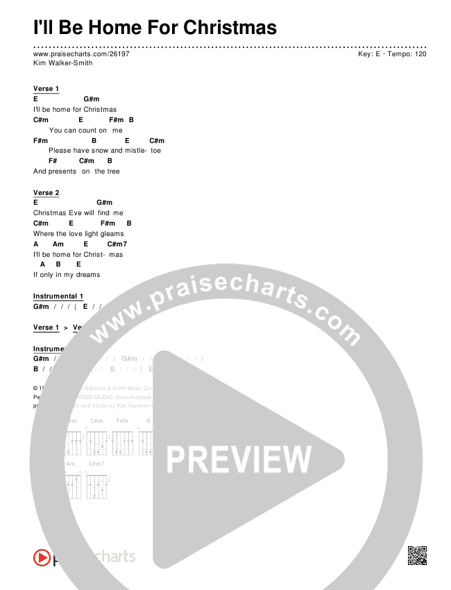 I'll Be Home For Christmas Chords & Lyrics (Kim Walker-Smith)
