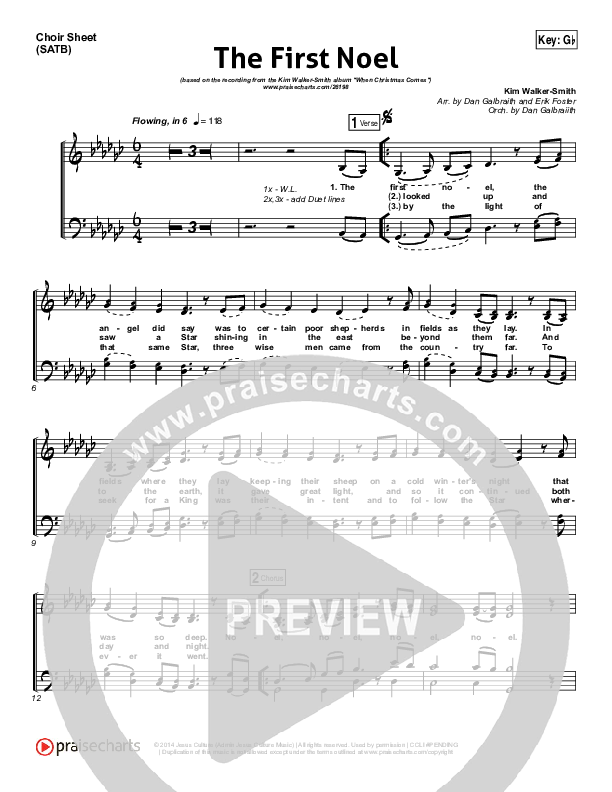 The First Noel Choir Sheet (SATB) (Kim Walker-Smith)