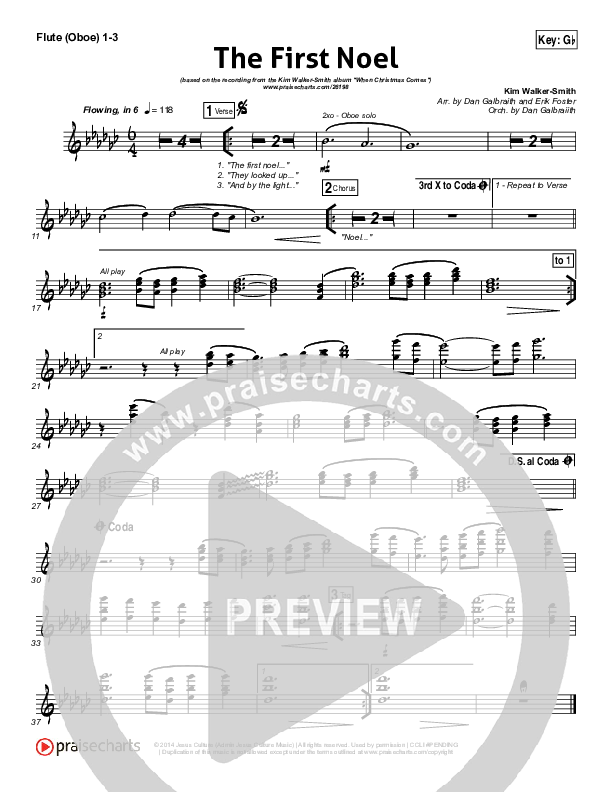 The First Noel Flute/Oboe 1/2/3 (Kim Walker-Smith)