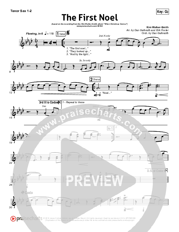 The First Noel Tenor Sax 1/2 (Kim Walker-Smith)