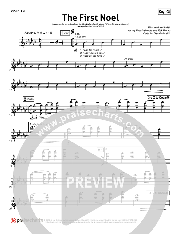 The First Noel Violin 1/2 (Kim Walker-Smith)