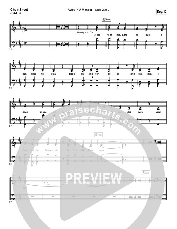 Away In A Manger Choir Sheet (SATB) (Kim Walker-Smith)