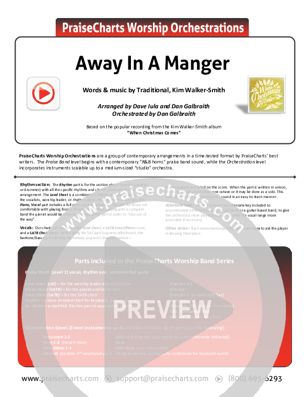 Away In A Manger Cover Sheet (Kim Walker-Smith)
