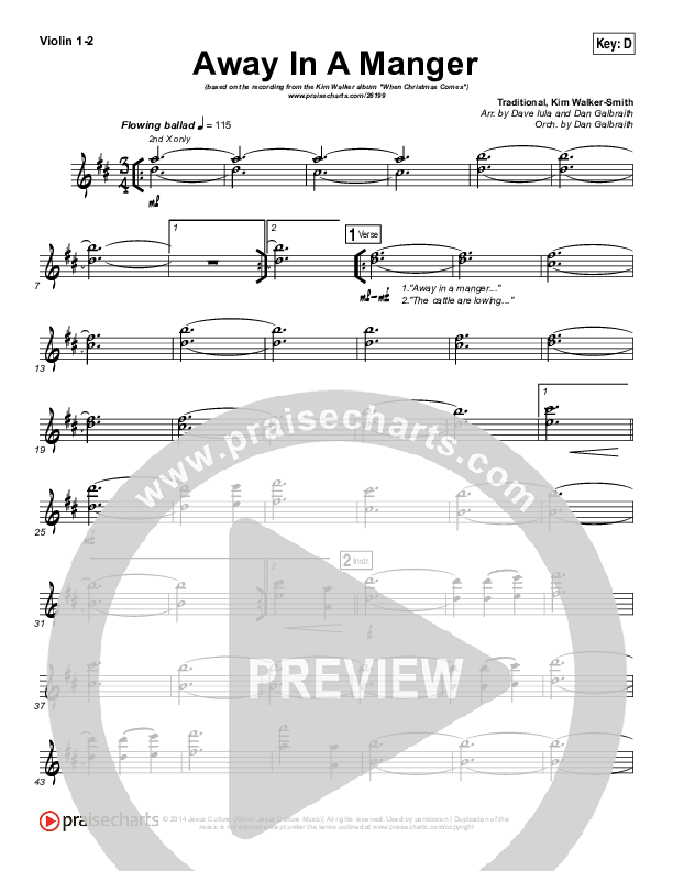Away In A Manger Violin 1/2 (Kim Walker-Smith)