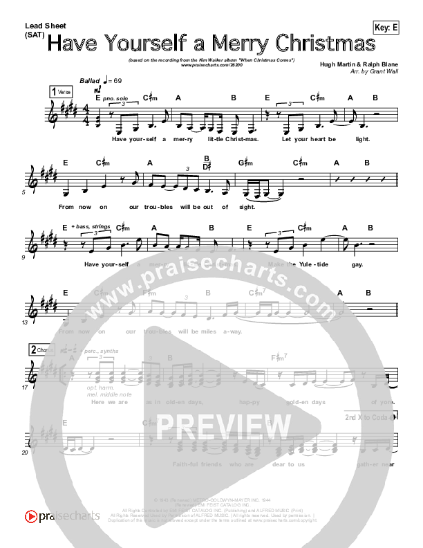 Have Yourself A Merry Little Christmas Lead Sheet (SAT) (Kim Walker-Smith)