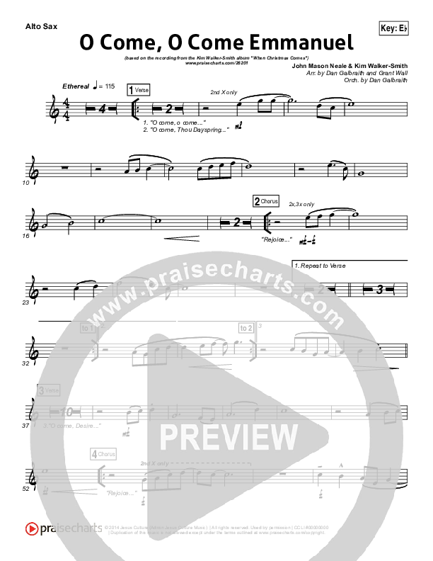 O Come O Come Emmanuel Alto Sax (Kim Walker-Smith)