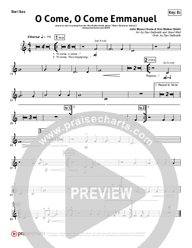 O Come O Come Emmanuel Bari Sax (Kim Walker-Smith)