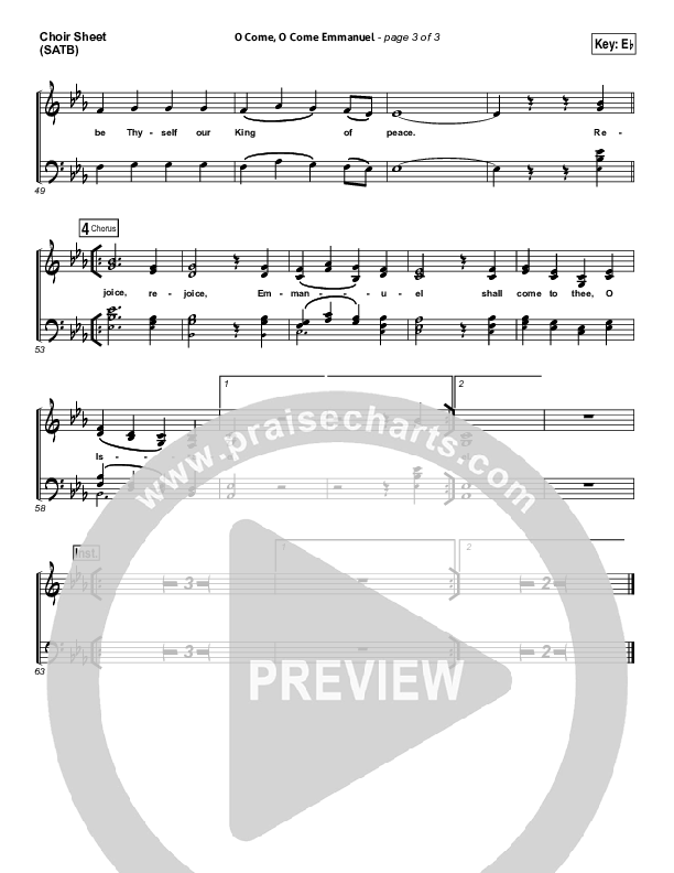 O Come O Come Emmanuel Choir Sheet (SATB) (Kim Walker-Smith)