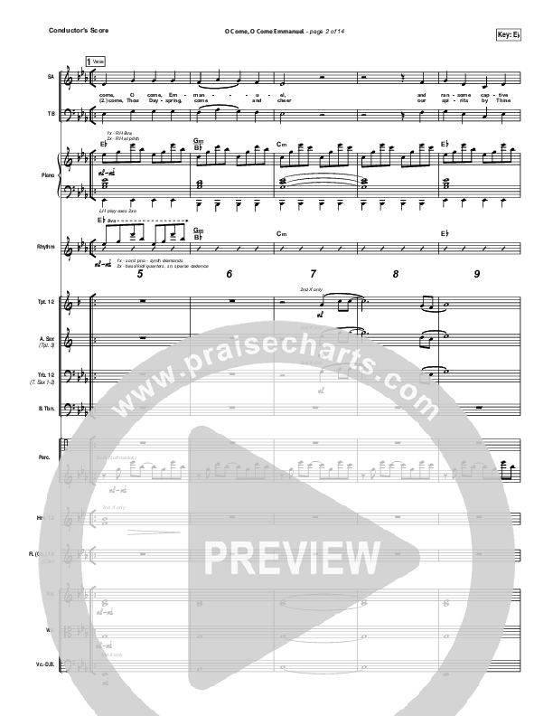 O Come O Come Emmanuel Conductor's Score (Kim Walker-Smith)