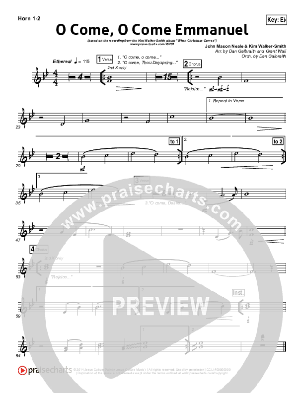 O Come O Come Emmanuel French Horn 1/2 (Kim Walker-Smith)