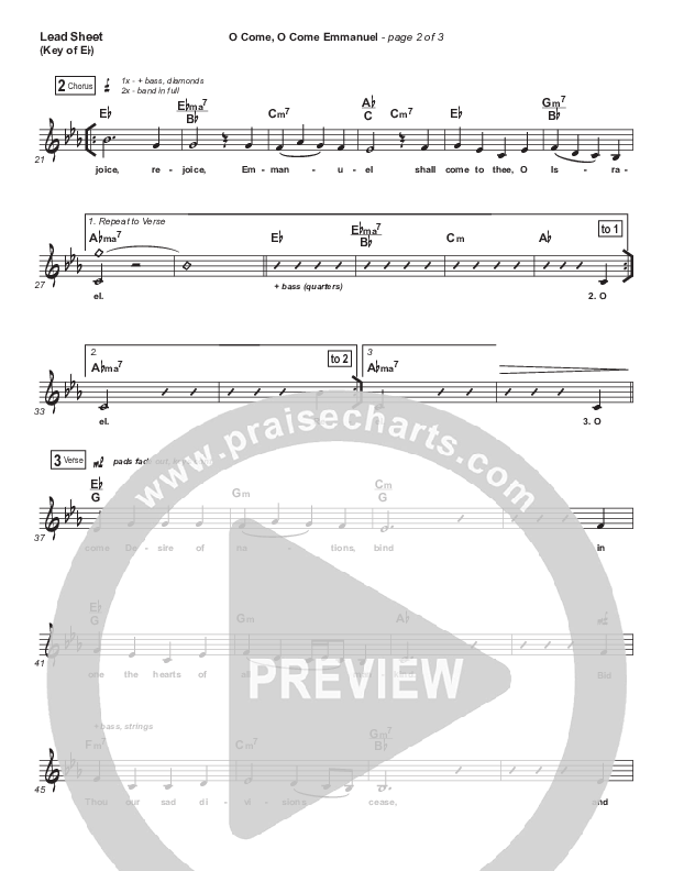 O Come O Come Emmanuel Lead Sheet (Melody) (Kim Walker-Smith)