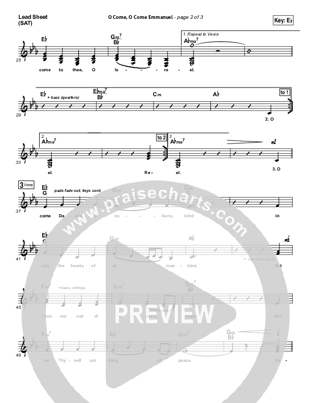 O Come O Come Emmanuel Lead Sheet (SAT) (Kim Walker-Smith)