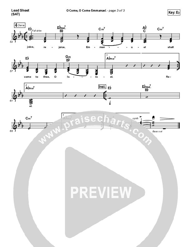 O Come O Come Emmanuel Lead Sheet (SAT) (Kim Walker-Smith)