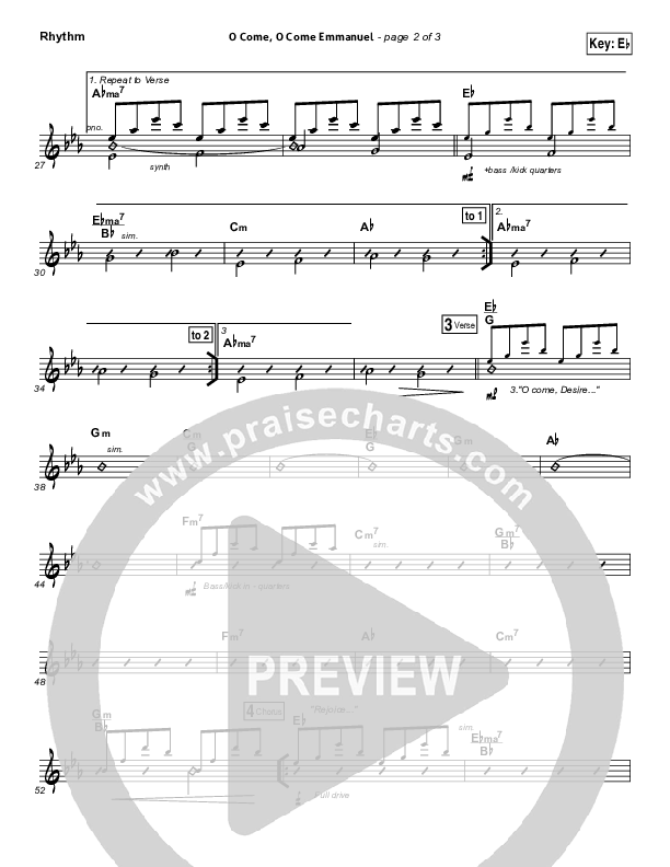 O Come O Come Emmanuel Rhythm Chart (Kim Walker-Smith)