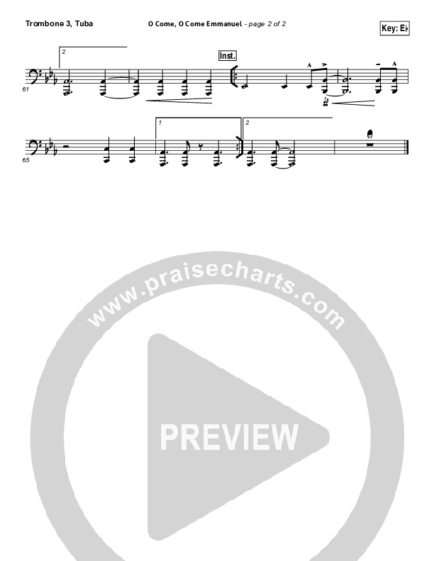 O Come O Come Emmanuel Trombone 3/Tuba (Kim Walker-Smith)