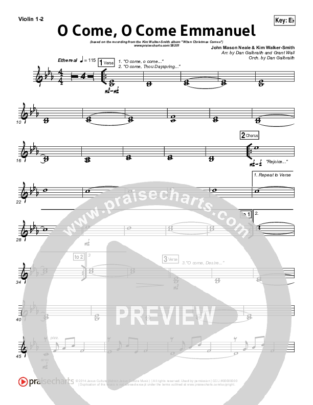 O Come O Come Emmanuel Violin 1/2 (Kim Walker-Smith)