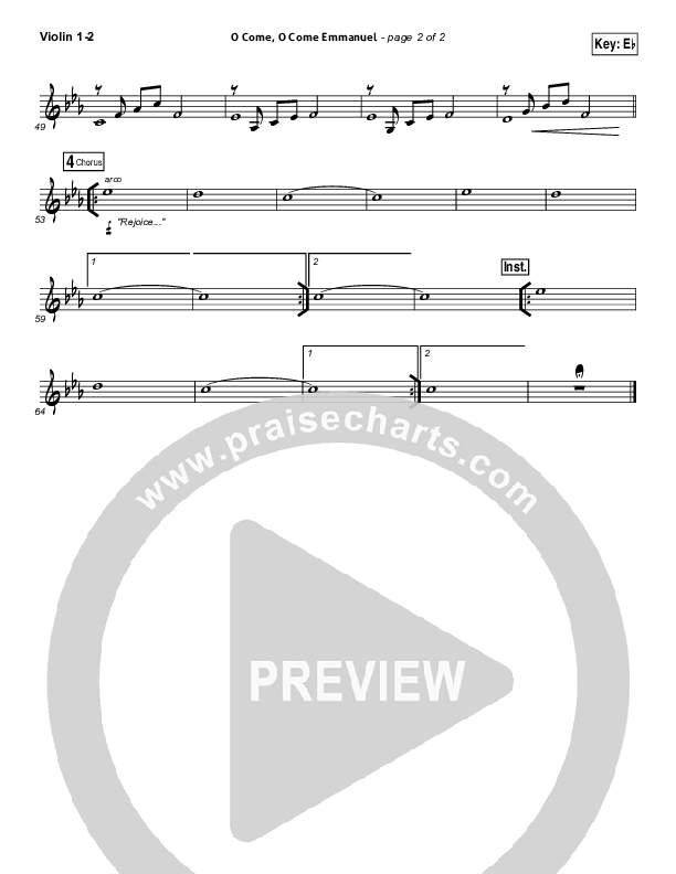 O Come O Come Emmanuel Violin 1/2 (Kim Walker-Smith)