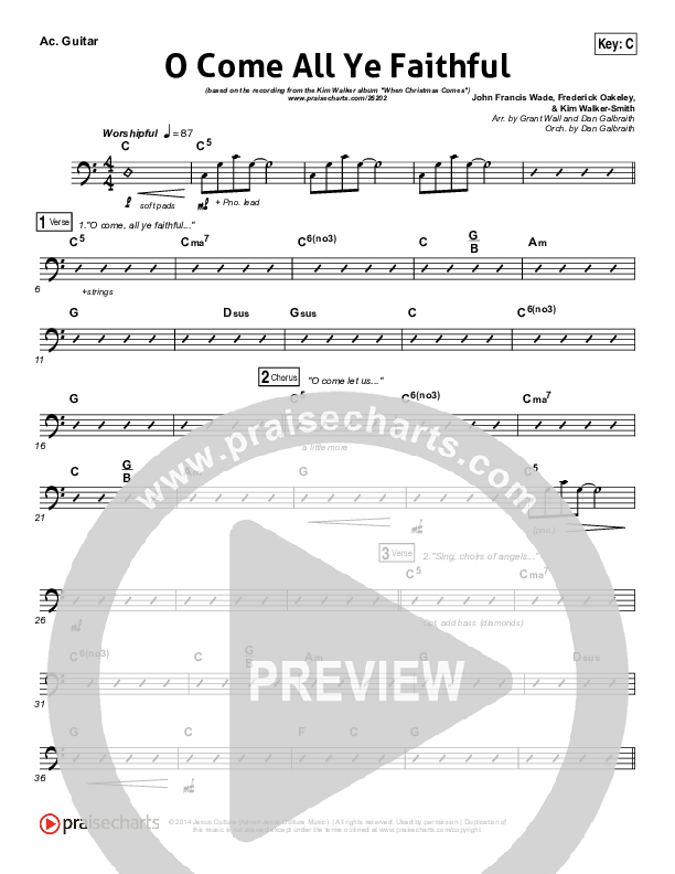 O Come All Ye Faithful Acoustic Guitar (Kim Walker-Smith)