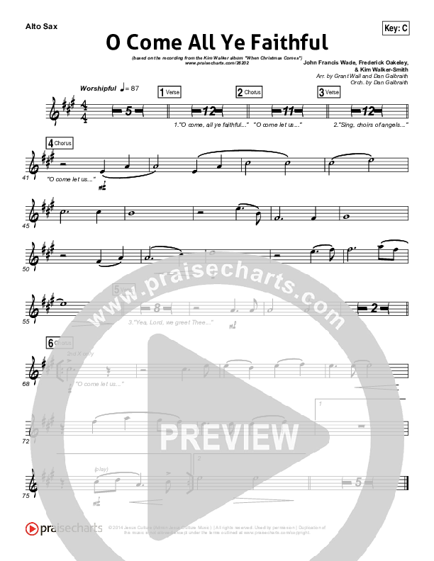 O Come All Ye Faithful Alto Sax (Kim Walker-Smith)