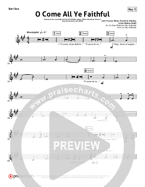 O Come All Ye Faithful Bari Sax (Kim Walker-Smith)