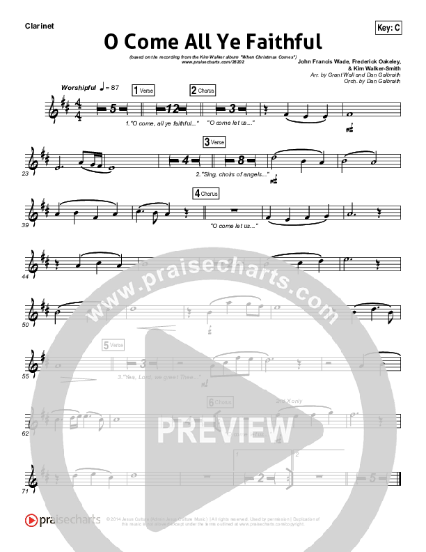 O Come All Ye Faithful Clarinet (Kim Walker-Smith)