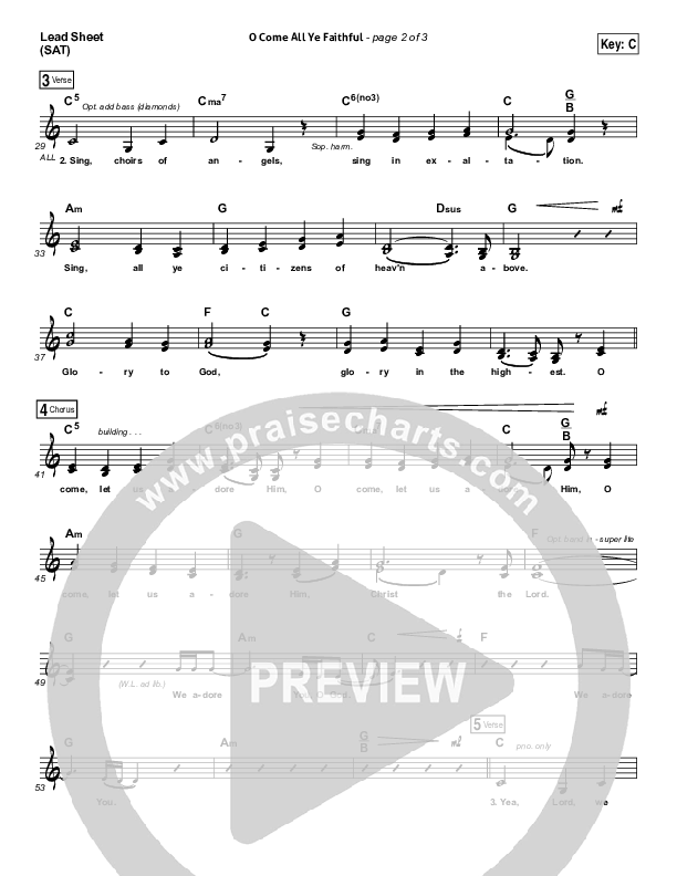 O Come All Ye Faithful Lead Sheet (SAT) (Kim Walker-Smith)